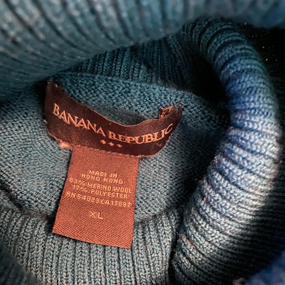 Banana Republic green merino wool turtleneck sweater size XL GUC - Picture 6 of 9